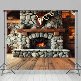 Aperturee - Aperturee Fathers Day Rustic Cabin Skull Fireplace Photo Backdrop